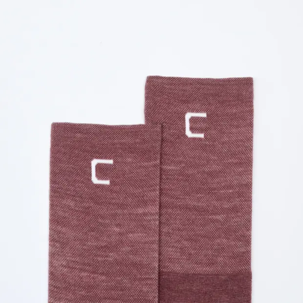 Rose Brown Merino Line Cycling Socks